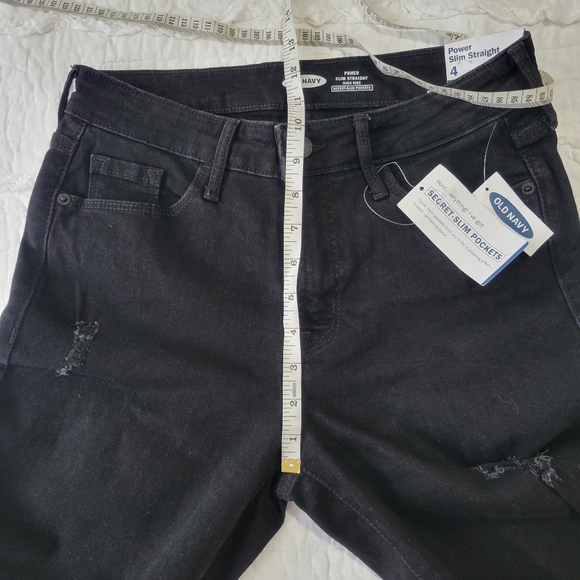 Old Navy Power Slim Straight High Rise Secret Slim Pockets Jeans 4 Black NWT - Picture 9 of 15